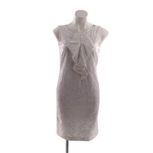 Donna Ricco White Eyelet and Embroidered Floral Ruffle Front Dress